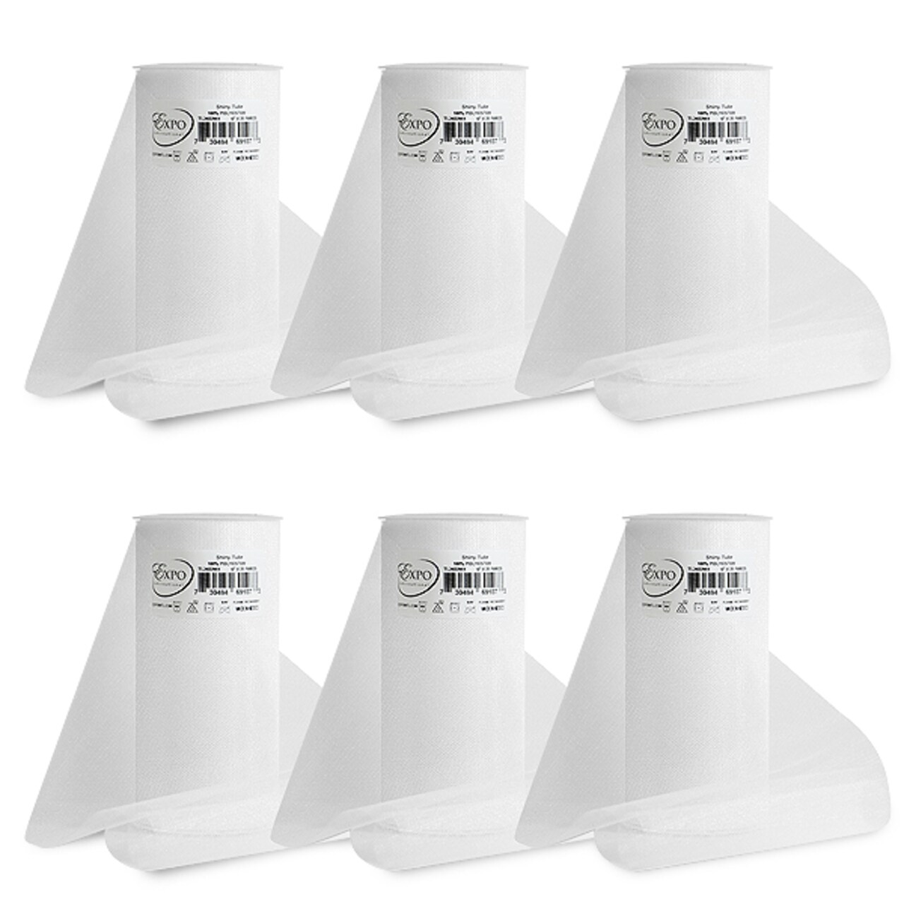 Pack of 6 Premium Shiny Tulle Spools of 6 Inch X 25 Yards